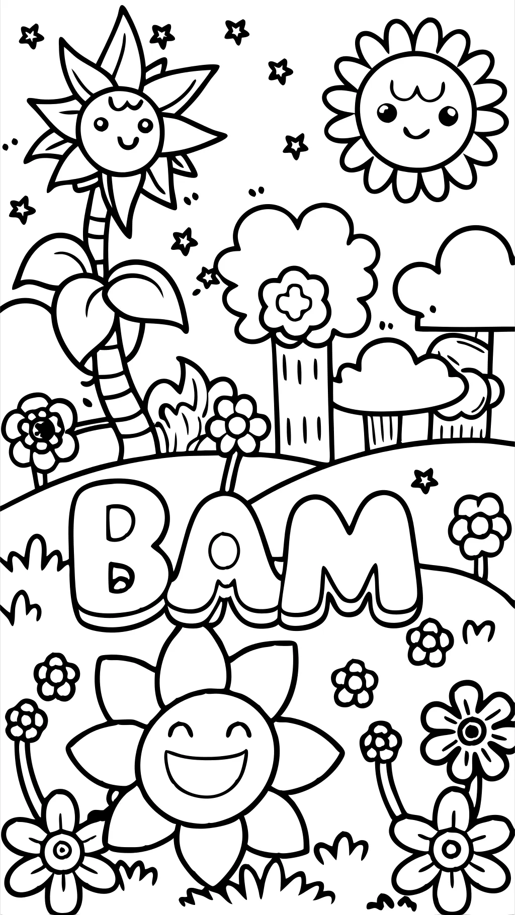 Paginas para colorear del jardín de bam bam